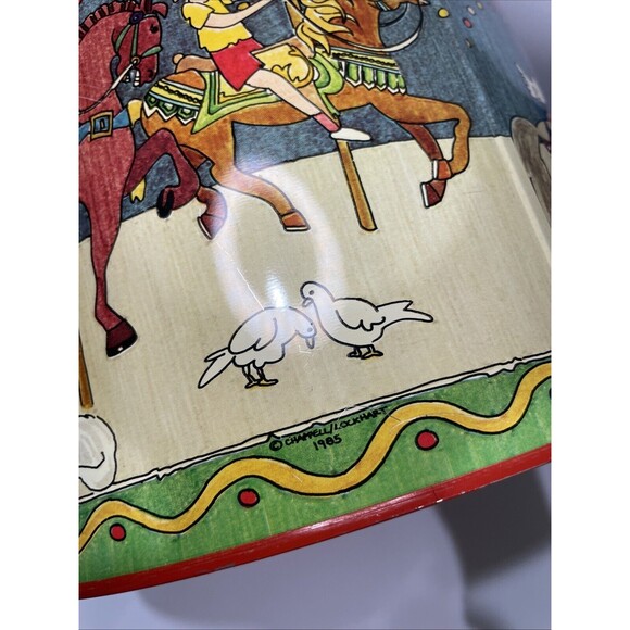 Vtg 1985 Popcorn Tin Chappell Lockhart Fun Colorful 8" Balloon Merry Go Round  - Picture 7 of 7